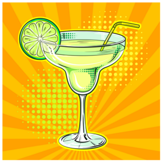 Cocktail Margarita Orange Pop Art Hand Drawn Sticker