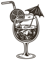Cocktail With A Straw And An Umbrella Sticker