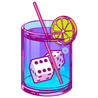Cocktail With Playing Dice Cubes Sticker