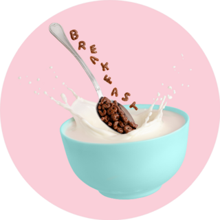 Cocoa Cereal Letters Spelling Breakfast Sticker