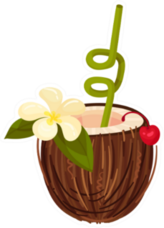 Coconut Cocktail Vanilla Flower Sticker