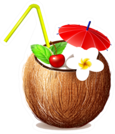 Coconut Juice Exotic Fresh Cocktail Sticker