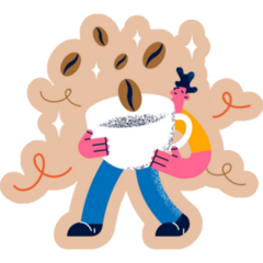 Coffee Beans Cartoon Sticker