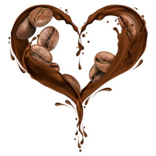 Coffee Beans Chocolate Splash Heart Sticker
