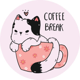 Coffee Break Cat Sticker
