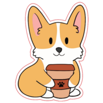 Coffee Corgi Sticker