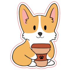 Coffee Corgi Sticker