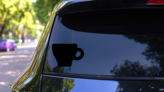 Coffee Cup Sticker on a Rear Car Window (New) example