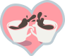 Coffee Cups In Heart Sticker