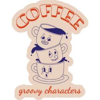 Coffee Groovy Characters Sticker