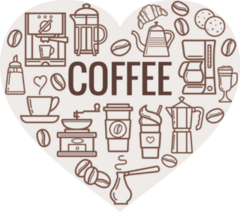 Coffee Heart Shape Stickers