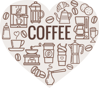 Coffee Heart Shape Stickers