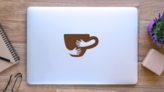 Coffee Hugs Sticker on a Laptop (New) example