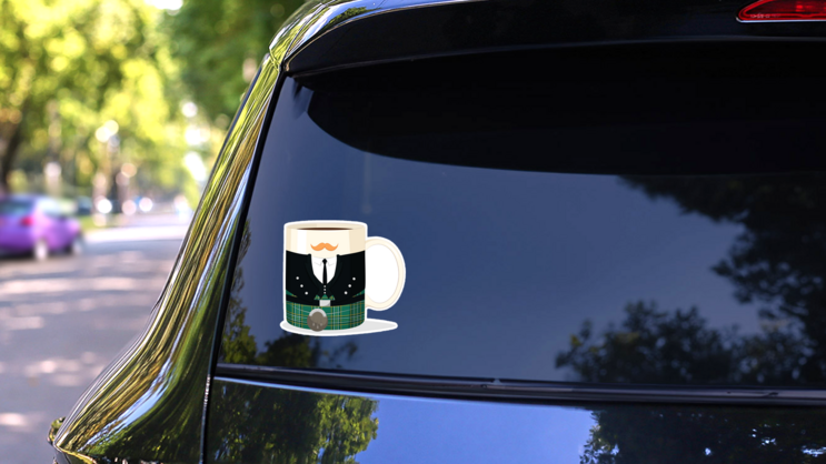 Coffee Mug With National Costume Of Ireland Sticker on a Rear Car Window (New) example