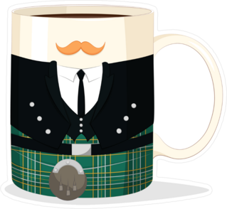 Coffee Mug With National Costume Of Ireland Sticker