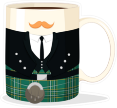 Coffee Mug With National Costume Of Ireland Sticker