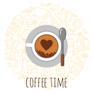 Coffee Time Circle Sticker