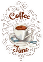 Coffee Time Swirly Sticker