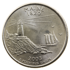 Coin Dollar American Quarter - Maine Sticker