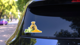 Coins Dollars Money Bag Illustration Sticker on a Rear Car Window (New) example