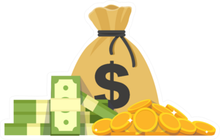 Coins Dollars Money Bag Illustration Sticker