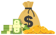 Coins Dollars Money Bag Illustration Sticker