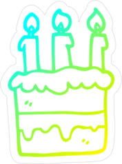 Cold Gradient Cartoon Birthday Cake Sticker