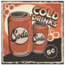 Cold Soft Drinks 1950s Retro Poster Sticker