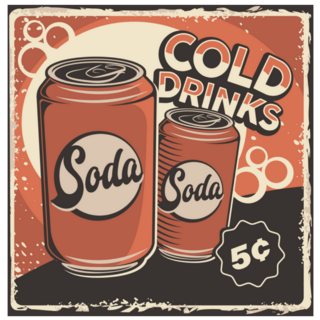 Cold Soft Drinks 1950s Retro Poster Sticker