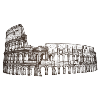 Coliseum In Italy Illustration Outline Sticker