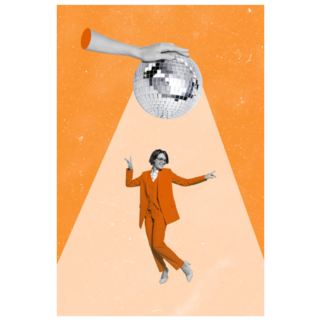 Collage 70s Disco Ball Dancer Sticker