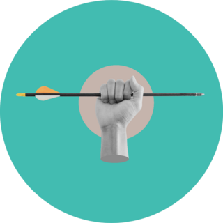 Collage Modern Art Hand Holding Archery Arrow Sticker