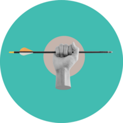 Collage Modern Art Hand Holding Archery Arrow Sticker