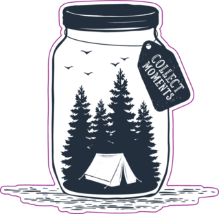 Collect Moments Travel Badge With Pine Trees In A Jar