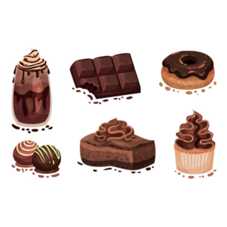 Collection Of Chocolate Desserts Sticker