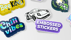 A collection of stacks of embossed stickers