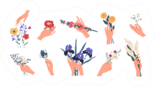Collection Of Florist Hands Holding Bouquets Sticker