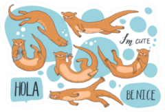 Collection Of Hand-drawn Cute Otters Stickers