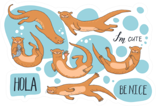 Collection Of Hand-drawn Cute Otters Stickers