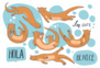 Collection Of Hand-drawn Cute Otters Stickers
