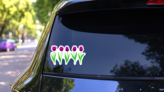 Collection Of Purple Tulips With Stem Sticker on a Rear Car Window (New) example