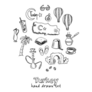 Collection With Turkish Doodles Hand Drawn Sticker