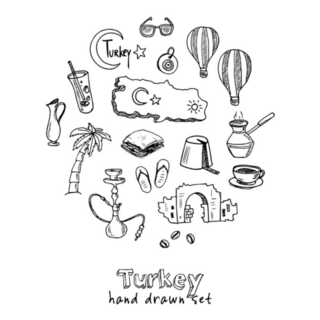 Collection With Turkish Doodles Hand Drawn Sticker