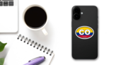 Colombia CO Flag Oval Sticker on a Phone (New) example