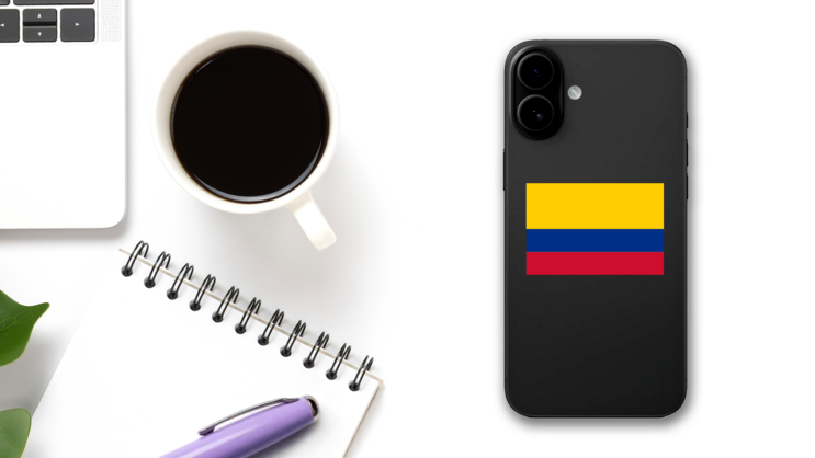 Colombia Country Flag Sticker on a Phone (New) example