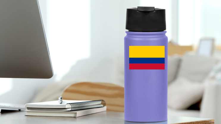 Colombia Country Flag Sticker on a Water Bottle (New) example