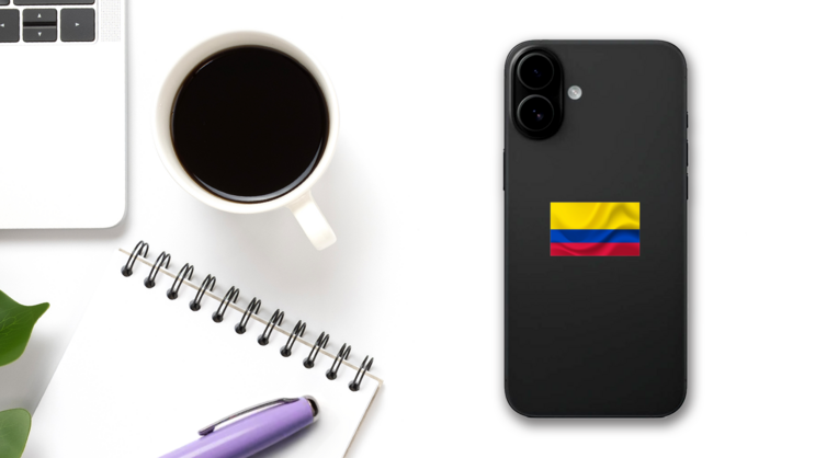 Colombia Flag Sticker on a Phone (New) example