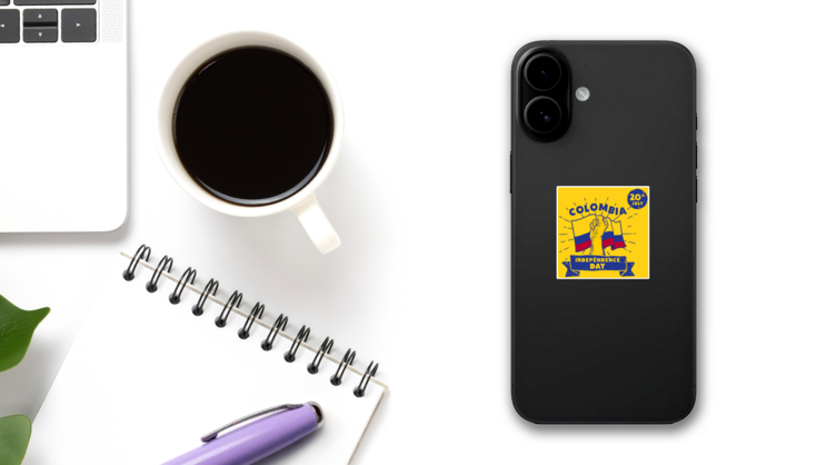 Colombia Independence Day Celebration Sticker on a Phone (New) example