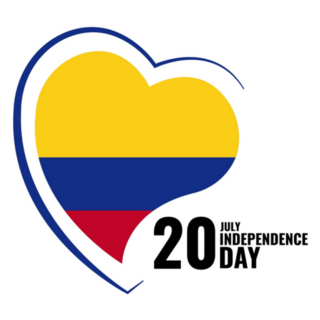 Colombia Independence Day Flag In Heart Shape Sticker