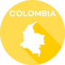 Colombia Map On Yellow Sticker